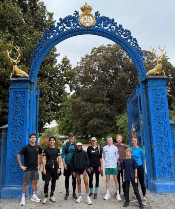 The club lined up under the blue gate at Djurgården